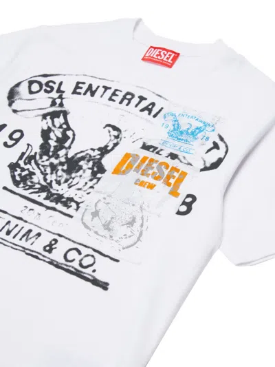 Diesel Tdersim Over Printed T-shirt In White