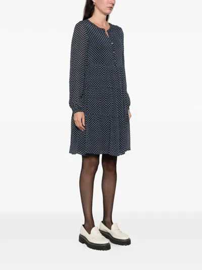 Marc O'polo Button Geometric Mini Dress In Blue