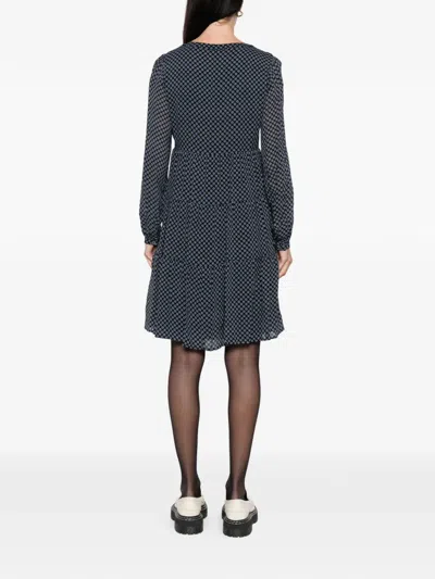 Marc O'polo Button Geometric Mini Dress In Blue