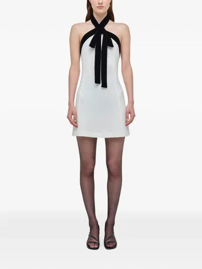 Simkhai Jolie Velvet-trimmed Crepe Minidress In White