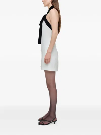 Simkhai Jolie Velvet-trimmed Crepe Minidress In White