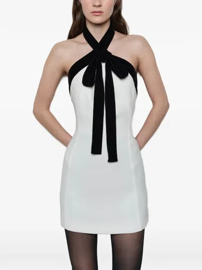 Simkhai Jolie Velvet-trimmed Crepe Minidress In White