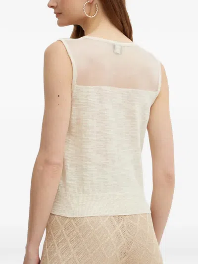 Pinko Semi Sheer-panel Vest In Neutral