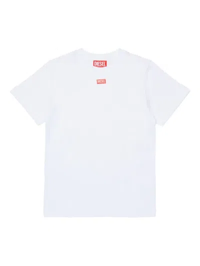 Diesel Jersey T-shirt With Red D Patch In White