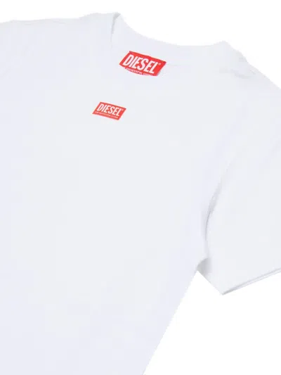 Diesel Jersey T-shirt With Red D Patch In White