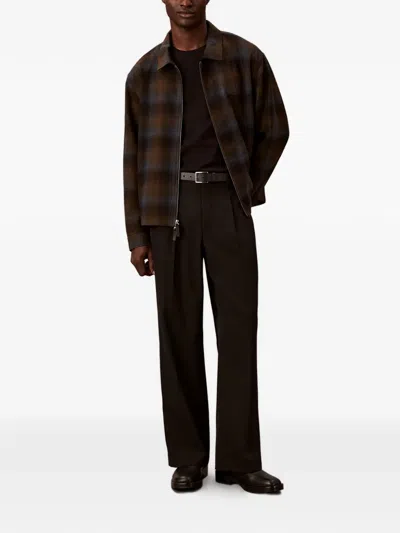 Calvin Klein Check Zip Jacket In Brown