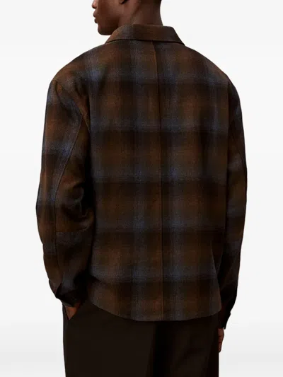 Calvin Klein Check Zip Jacket In Brown