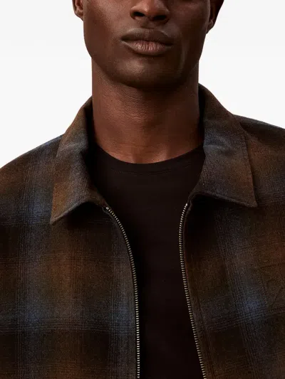 Calvin Klein Check Zip Jacket In Brown