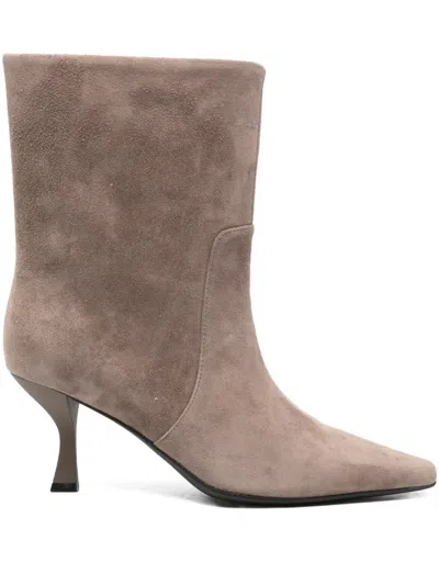 Marc Ellis 70mm Pointed Leather Boots In Neutral