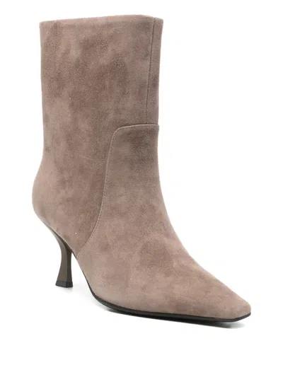 Marc Ellis 70mm Pointed Leather Boots In Neutral