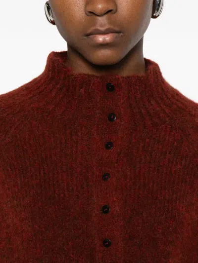 Cordera Button-up Sweater In Red