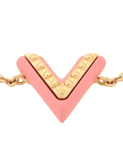 Pre-owned Louis Vuitton 2018 Gold Plated Resin Studded Essential V Bracelet Costume Bracelet