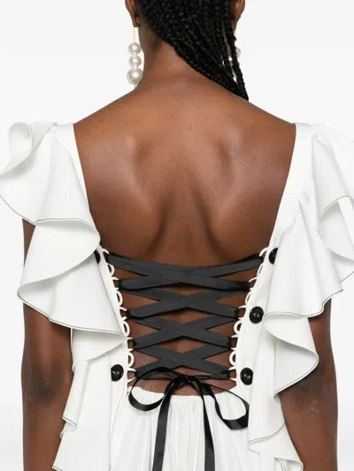 Parlor Ruffled Pleated Midi Dress In White