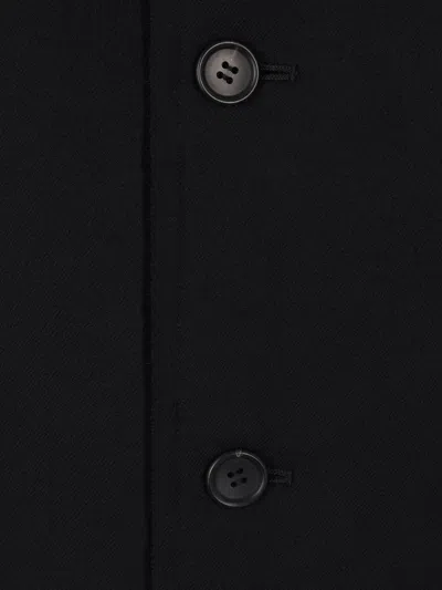 Yohji Yamamoto Herringbone Buttoned Coat In Black