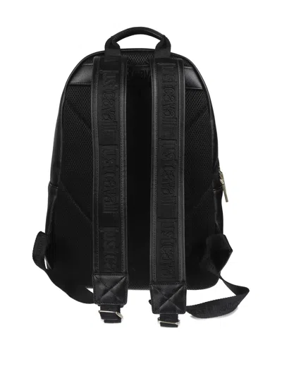 Just Cavalli Logo Backpack Featuring Metal Lettering In Black
