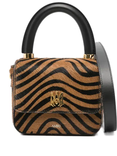 Amiri Micro Ma Zebra Tote Bag In Brown