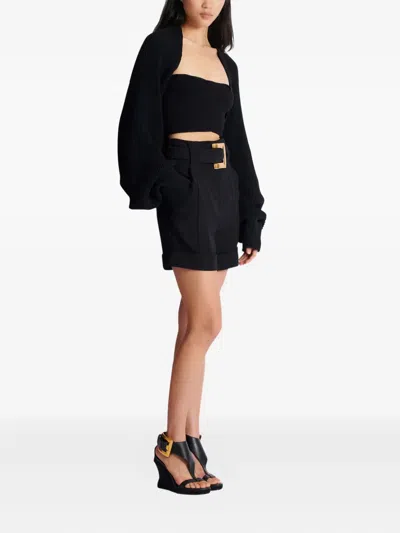 Balmain Ribbed Cardigan In Blue