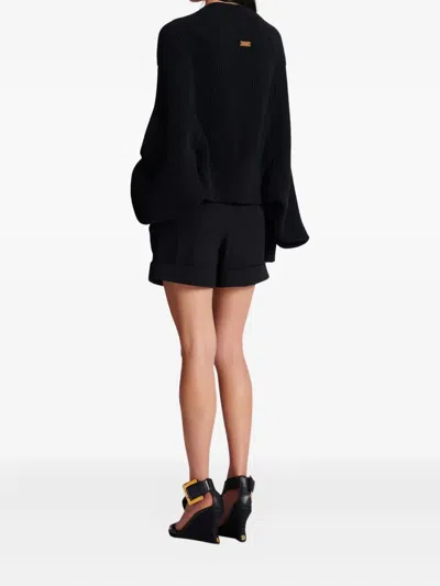 Balmain Ribbed Cardigan In Blue