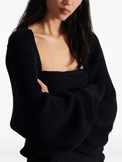 Balmain Ribbed Cardigan In Blue