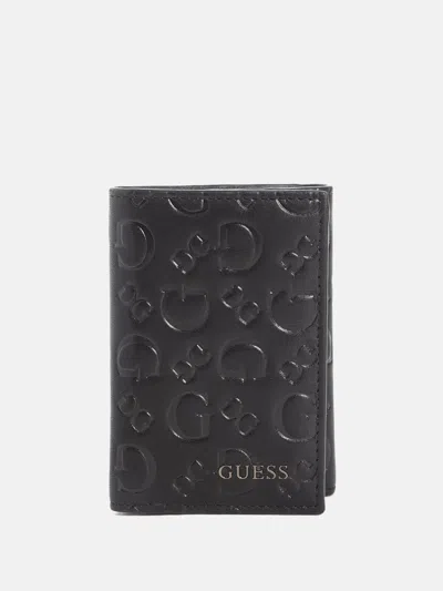 Guess Factory Debossed Logo Trifold Wallet In Black