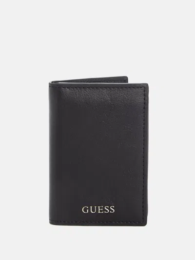 Guess Factory Smooth Faux-leather Bifold Wallet In Black