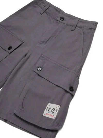 N°21 Buttoned Cargo Shorts In Blue