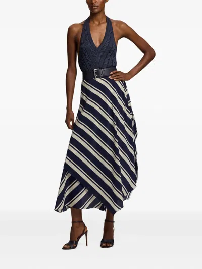 Ralph Lauren Striped Handkerchief Tilda Skirt In Blue