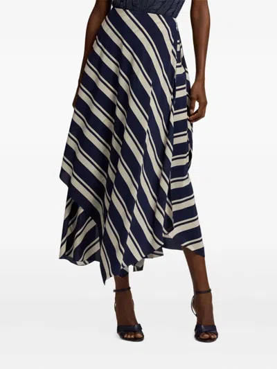 Ralph Lauren Striped Handkerchief Tilda Skirt In Blue
