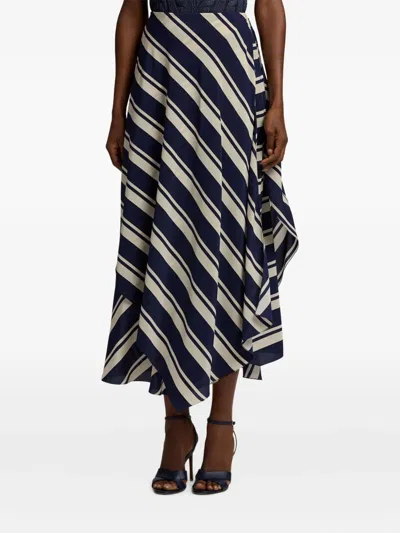 Ralph Lauren Striped Handkerchief Tilda Skirt In Blue