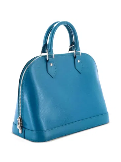 Pre-owned Louis Vuitton Alma Handbag Epi Leather Pm Satchel In Blue