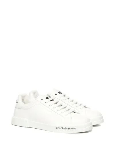 Dolce & Gabbana Portofino Sneakers In Nappa Calfskin In White