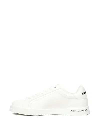 Dolce & Gabbana Portofino Sneakers In Nappa Calfskin In White