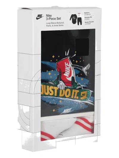 Nike Logo Bodysuit (set Of Three) In Black