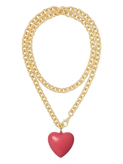 Roxanne Assoulin Big Puffy Heart Charm Necklace In Gold