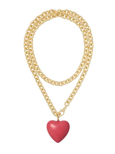 Roxanne Assoulin Big Puffy Heart Charm Necklace In Gold