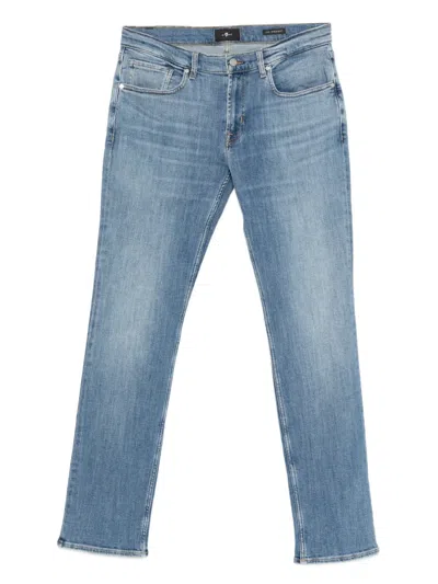 7 For All Mankind Topstitch Jeans In Blue