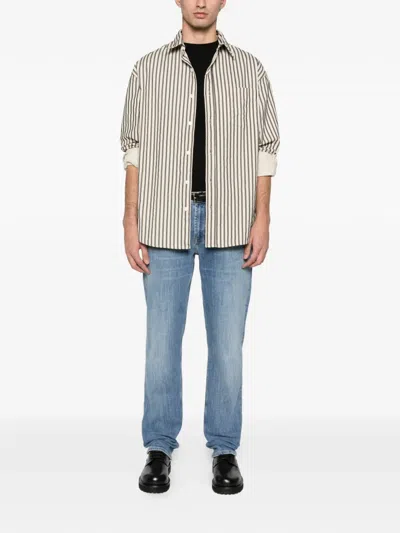 7 For All Mankind Topstitch Jeans In Blue