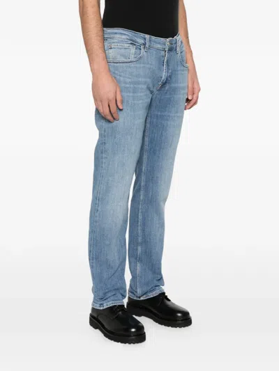 7 For All Mankind Topstitch Jeans In Blue