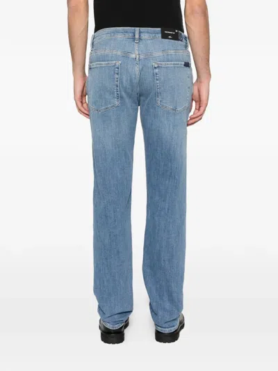 7 For All Mankind Topstitch Jeans In Blue