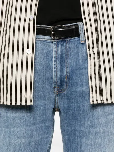 7 For All Mankind Topstitch Jeans In Blue