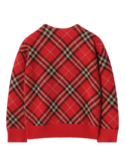 Burberry Check Wool Cardigan In Multi