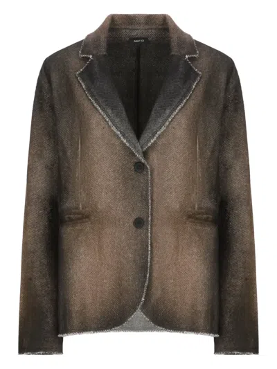 Avant Toi Lapel Raw-hem Blazer In Multi