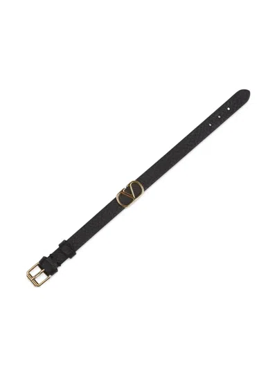 Valentino Garavani Vlogo Signature Leather Bracelet Jewelry Black