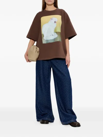 Munthe Graphic-print Cotton T-shirt In Brown