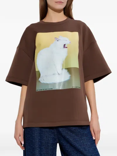 Munthe Graphic-print Cotton T-shirt In Brown