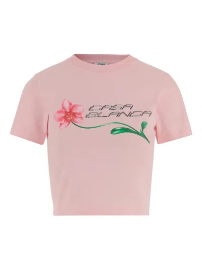 Casablanca Orchid Cropped Stretch Cotton Baby Tee In Pink