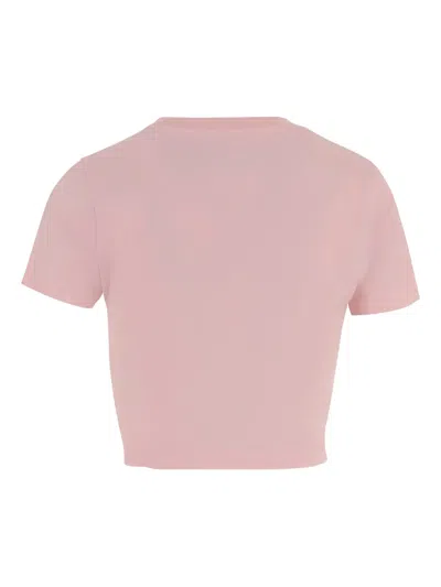 Casablanca Orchid Cropped Stretch Cotton Baby Tee In Pink