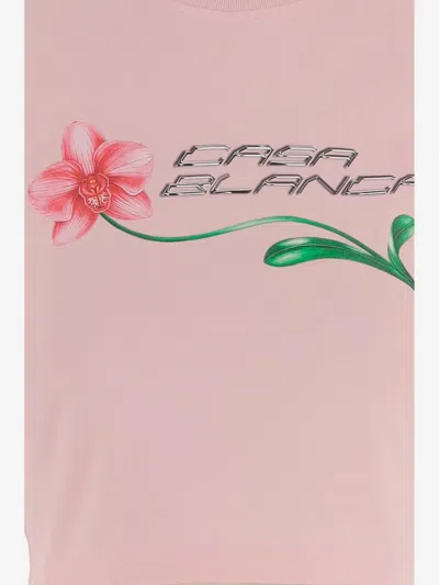Casablanca Orchid Cropped Stretch Cotton Baby Tee In Pink