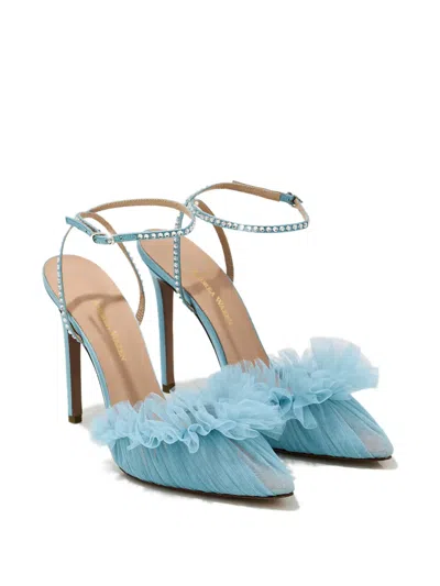 Andrea Wazen 120mm Franca Tulle Ankle-strap Pumps In Blue