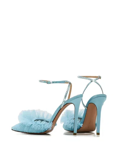Andrea Wazen 120mm Franca Tulle Ankle-strap Pumps In Blue